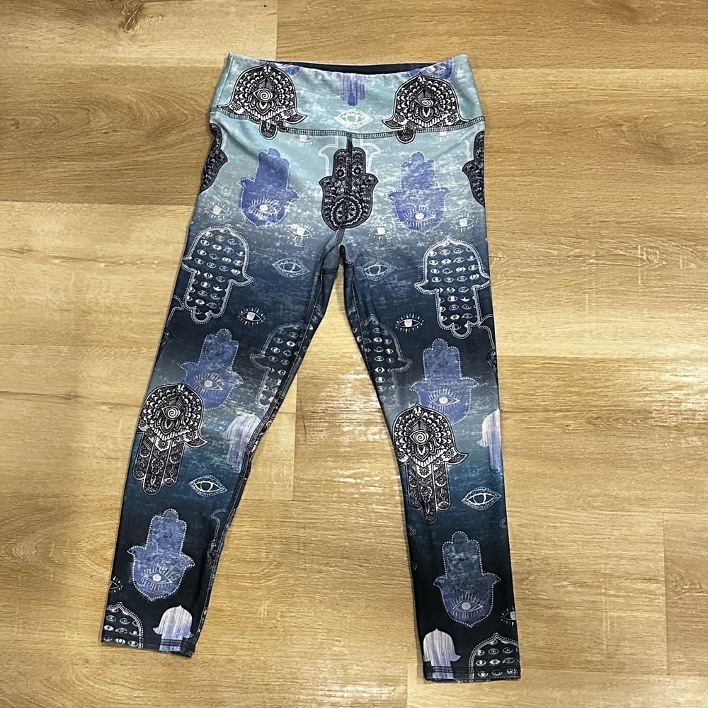 Evolution & Creation Hamsa Crop Leggings Size S Yoga Pants Activewear Athleisure